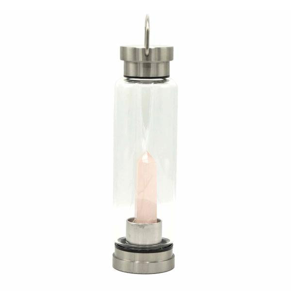 Crystal Infused Bottle - Rose Quartz Obelisk