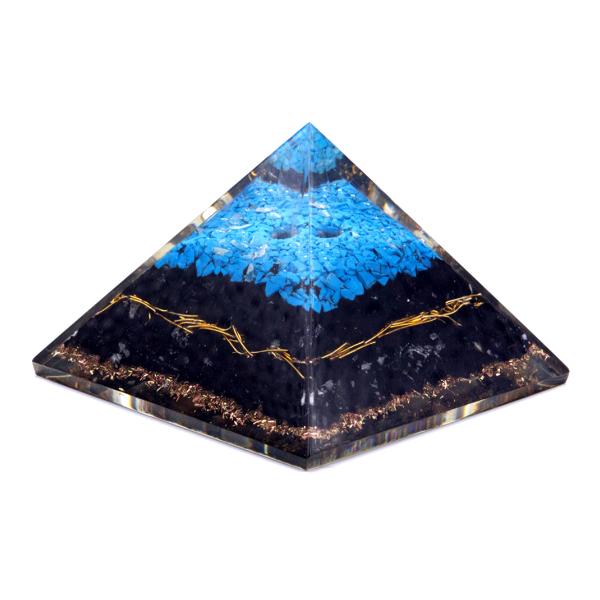 Orgonite Pyramid - Turqoise & Tourmaline (70mm)