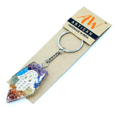 Orgonite Keyring - Gemstone Chakra Hamsa