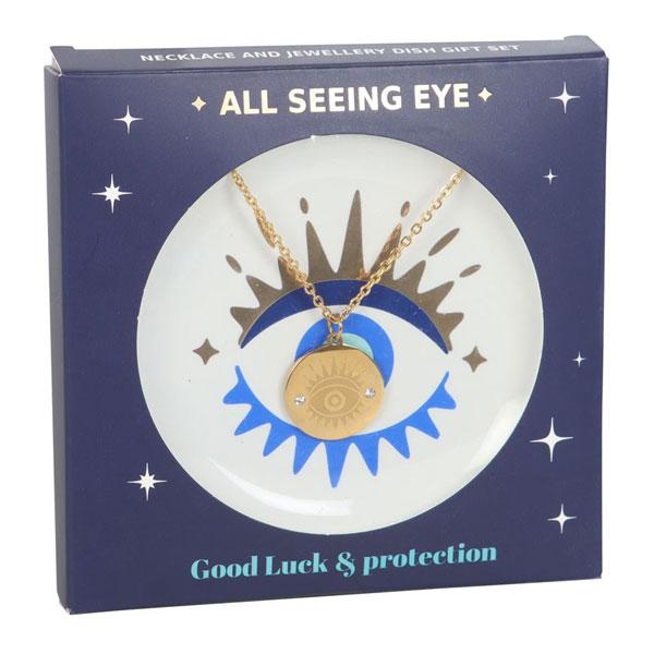 All Seeing Eye Necklace & Dish Gift Set
