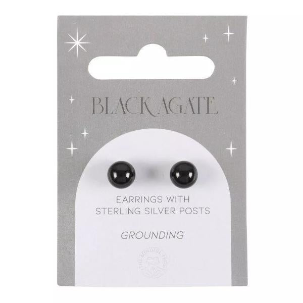 Crystal Earrings - Black Agate