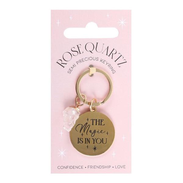 Keyring with Message - Rose Quartz