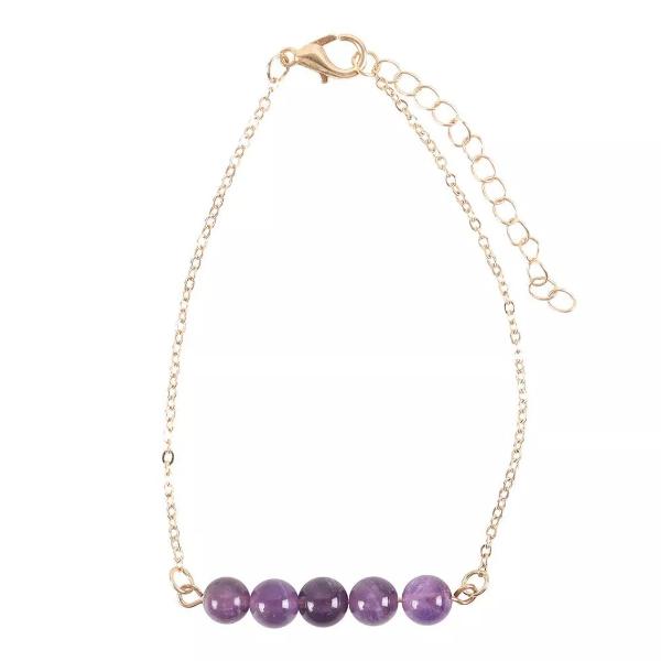 Beaded Chain Bracelet - Amethyst
