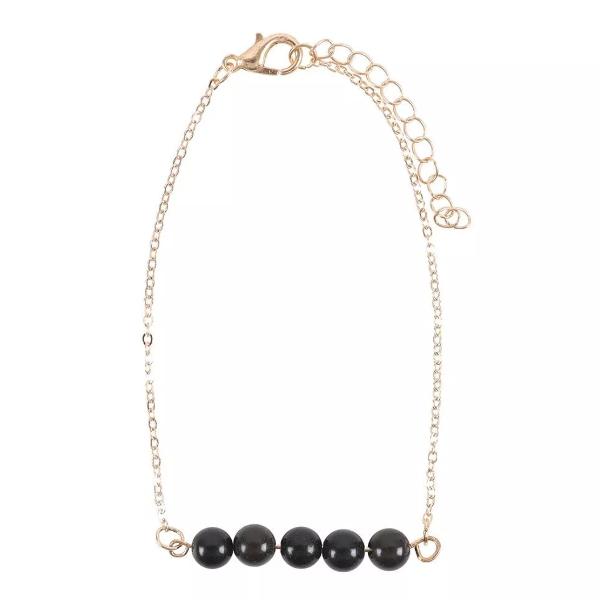 Beaded Chain Bracelet - Black Obsidian