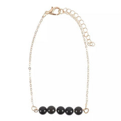 Beaded Chain Bracelet - Black Obsidian