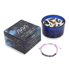 Zodiac Candle with Crystal Bracelet - Aquarius