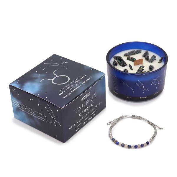 Zodiac Candle with Crystal Bracelet - Taurus