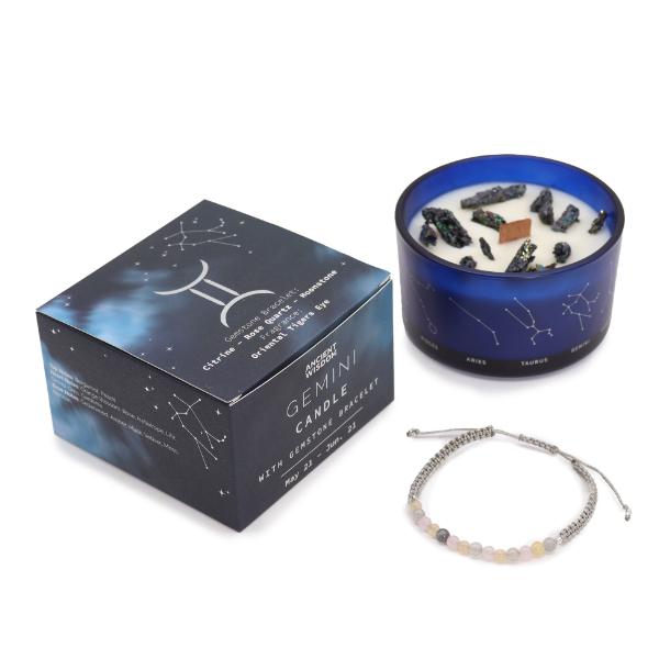 Zodiac Candle with Crystal Bracelet - Gemini