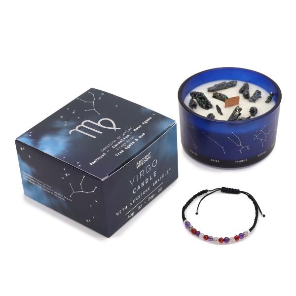 Zodiac Candle with Crystal Bracelet - Virgo