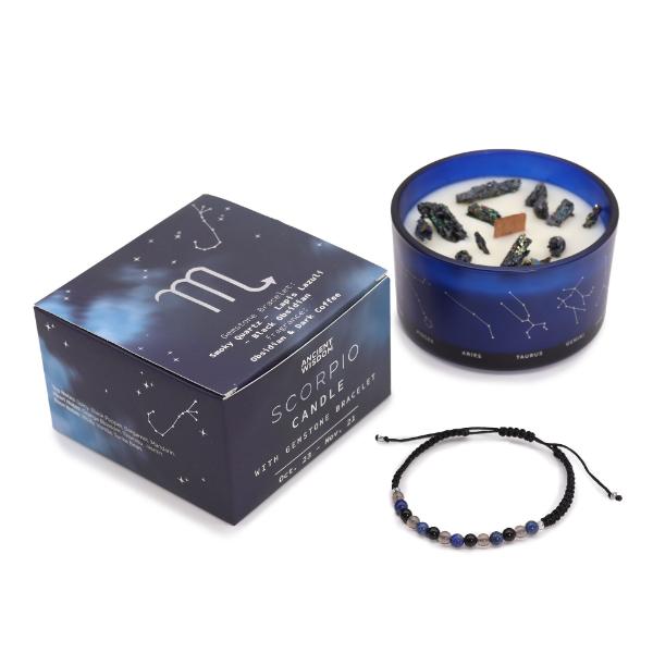 Zodiac Candle with Crystal Bracelet - Scorpio