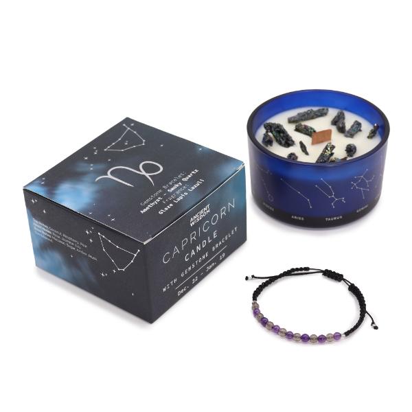 Zodiac Candle with Crystal Bracelet - Capricorn