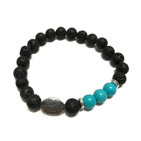 Lava Stone Bracelet - Leaf Turquoise