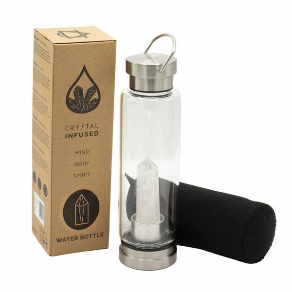 Crystal Infused Bottle - Clear Quartz Obelisk