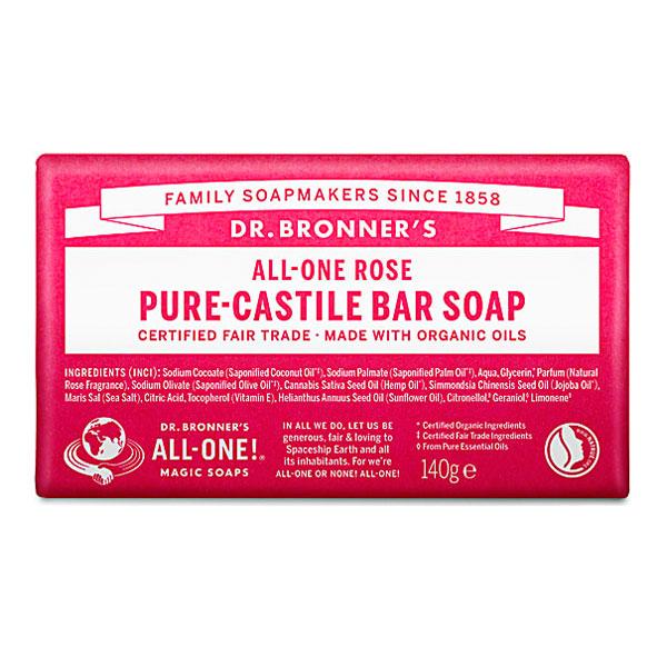 Dr Bronners Rose Pure Castile Soap (140g)