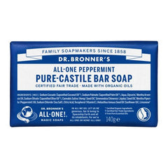 Dr Bronners Peppermint Pure Castile Soap Bar (140g)