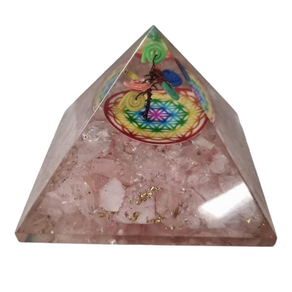 Orgonite Pyramid - Rose Quartz Rainbow (70mm)