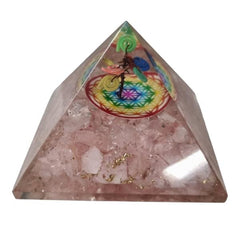 Orgonite Pyramid - Rose Quartz Rainbow (70mm)