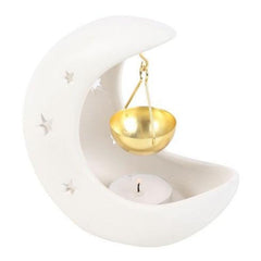 White Crescent Moon Oil Burner