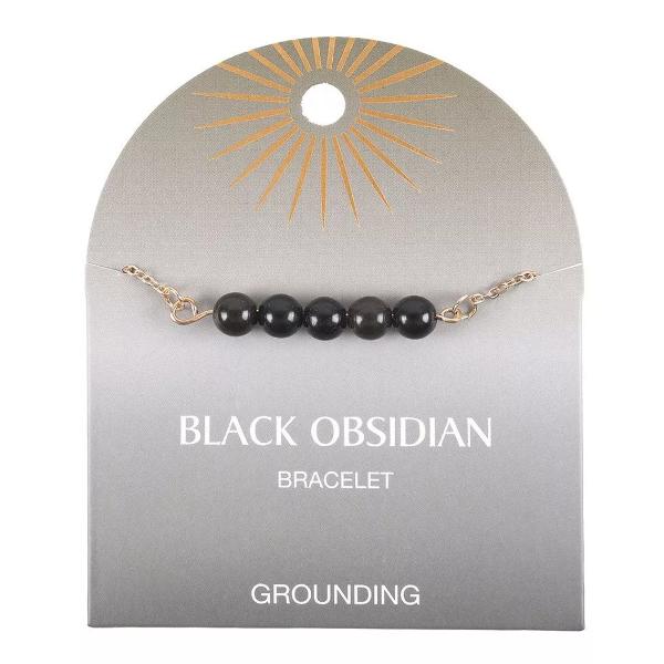 Beaded Chain Bracelet - Black Obsidian