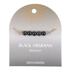 Beaded Chain Bracelet - Black Obsidian