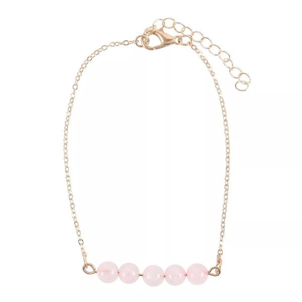 Beaded Chain Bracelet - Rose Quartz