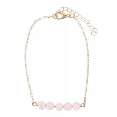 Beaded Chain Bracelet - Rose Quartz