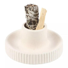 Cream Ribbed Smudge Bowl