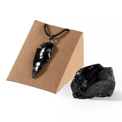 Geode Gift Set Stone and Pendant - Black Obsidian