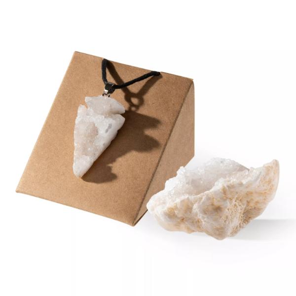 Geode Gift Set Stone and Pendant - Quartz