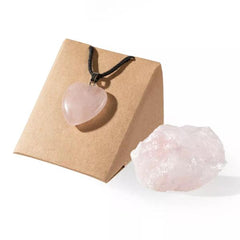 Geode Gift Set Stone and Pendant - Rose Quartz