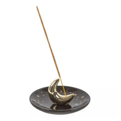 Gold Crescent Moon Incense Holder