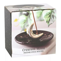 Gold Crescent Moon Incense Holder
