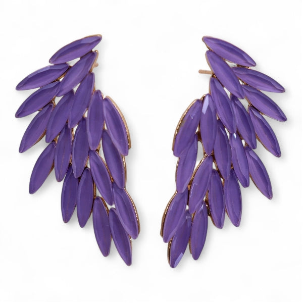 Angel Wings Glass Earrings - Lavender