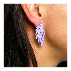 Angel Wings Glass Earrings - Lavender