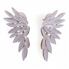 Angel Wings Glass Earrings - Pearl