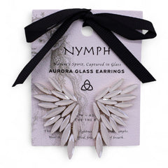 Angel Wings Glass Earrings - Pearl