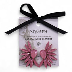 Angel Wings Glass Earrings - Rose Quartz