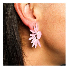 Angel Wings Glass Earrings - Rose Quartz