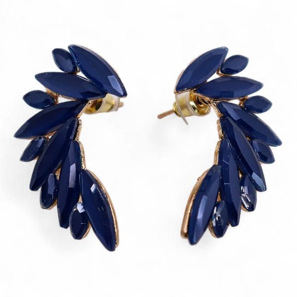 Angel Wings Glass Earrings - Royal Blue
