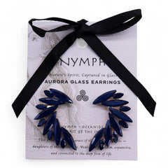 Angel Wings Glass Earrings - Royal Blue