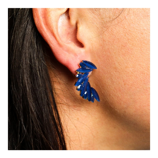 Angel Wings Glass Earrings - Royal Blue