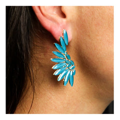Angel Wings Glass Earrings - Teal Green