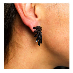 Fairies Glass Earrings - Jet Black