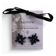 Flowers Glass Earrings - Jet Black