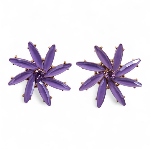 Flowers Glass Earrings - Lavender