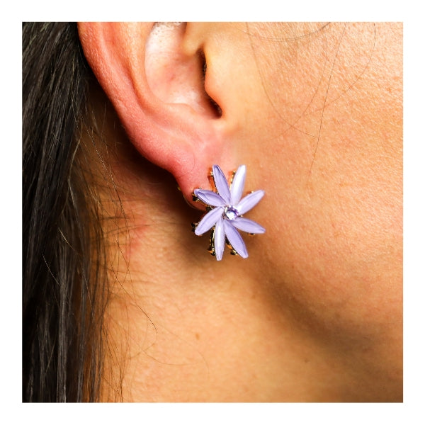 Flowers Glass Earrings - Lavender