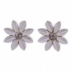 Flowers Glass Earrings - Pearl