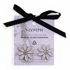 Flowers Glass Earrings - Pearl