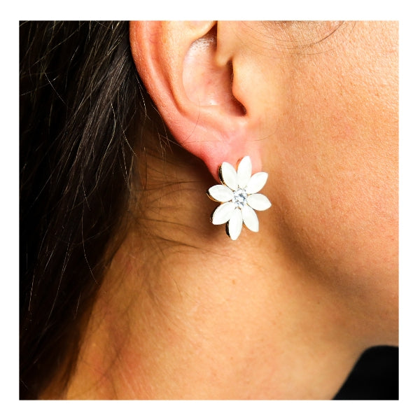 Flowers Glass Earrings - Pearl