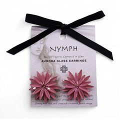 Flowers Glass Earrings - Rose Quartz